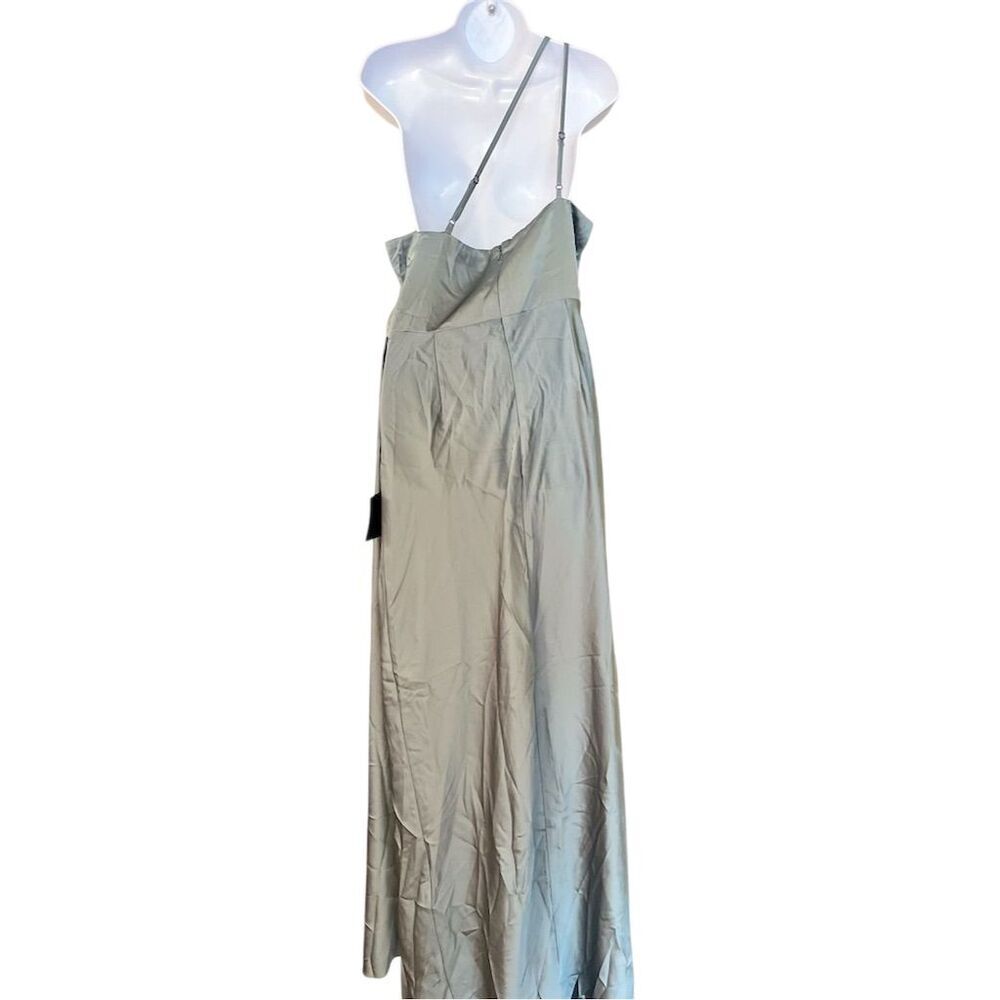 Lulus Women's XL Green One-Shoulder Satin Maxi Dress Evening Gown - Picture 6 of 15